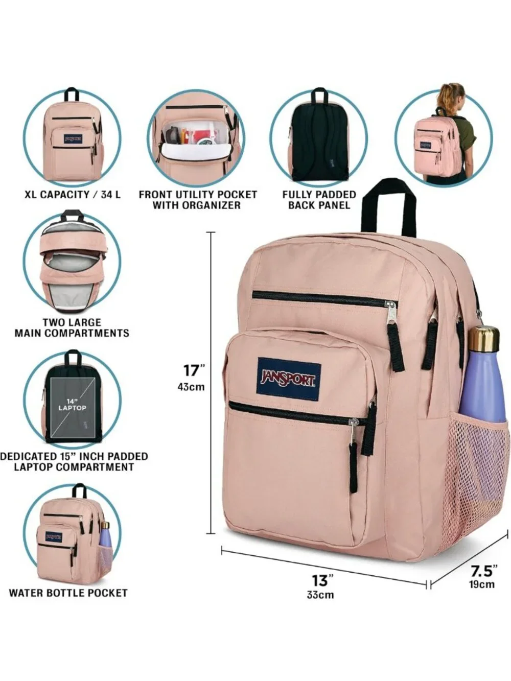 Stylish Laptop Backpack with Ergonomic Straps, 2 Compartments & 15